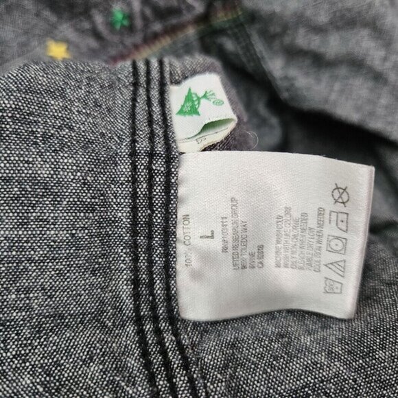 LRG Lifted Research Group Shirt Gray 100% Cotton Short Sleeve Button Mens Size L - Picture 8 of 10